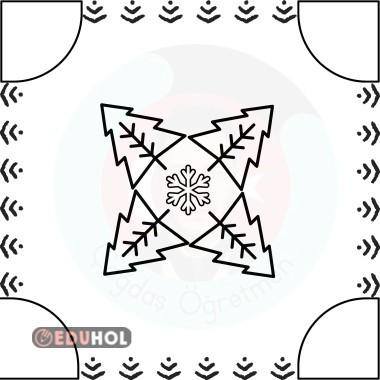 Yeni Yıl Boyama ( Birbirini Tamamlayan Zemin ) 15 cm x 15 cm