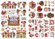 23 Nisan Ve Atatürk Sticker Şablonları