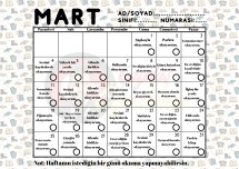KİTAP OKUMA ALIŞKANLIĞI AYLIK ETKİNLİK FORMU