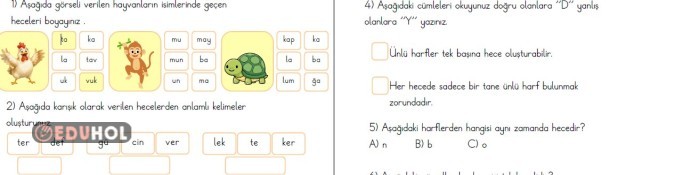 2. Sınıf Hece Bilgisi Değerlendirme etkinliği
