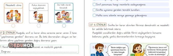 2. Sınıf Sınıf içi Karar alam sürecinde sosyal temas oluşturabilme değerlendirme çalışması