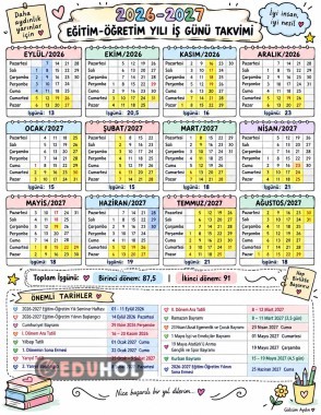 2026–2027 Eğitim Öğretim Yılı İş Günü Takvimi