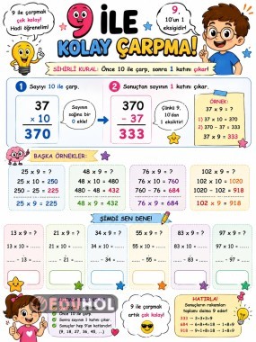 9 ile kolay çarpma