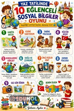 🌍 Yaz Tatilinde 10 Eğlenceli Sosyal Bilgiler Oyunu ✨ Yaşadığın çevreyi keşfet, dünyayı tanı!