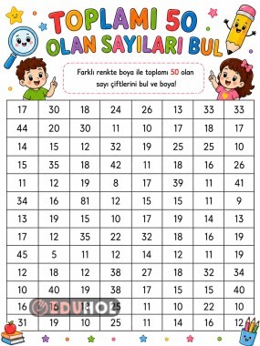 Toplamı 50 Olan Sayılar