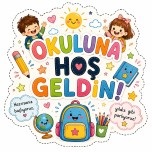 🎒 1. Sınıf “Okuluna Hoş Geldin” Çanta Etiketi