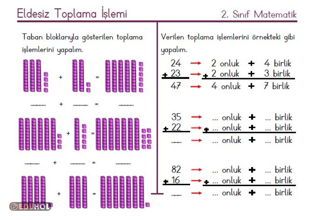 2.Sınıf Eldesiz Toplama İşlemi... | Eduhol - Ders Videoları İzle Online ...