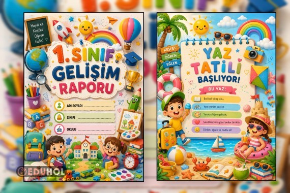 1.Sınıf Gelişim Raporu (Karne) Kapakları (Ön ve Arka Kapak) 3