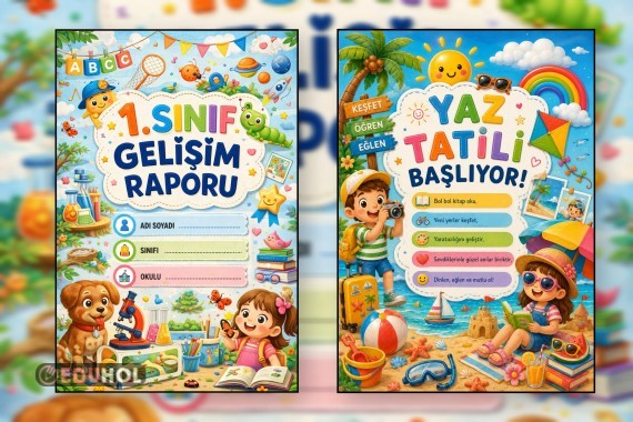 1.Sınıf Gelişim Raporu (Karne) Kapakları (Ön ve Arka Kapak) 4
