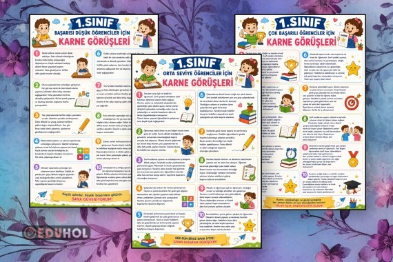 1.Sınıf Karne Görüşleri (Düşük-Orta-Çok Başarılı 30 Farklı Karne Görüşü)