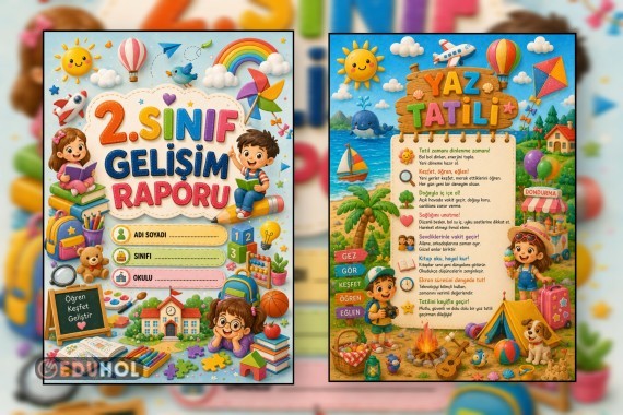 2.Sınıf Gelişim Raporu (Karne) Kapakları (Ön ve Arka Kapak) 3