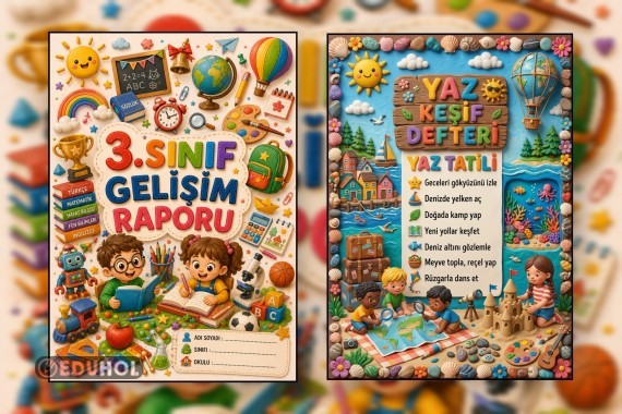 3.Sınıf Gelişim Raporu (Karne) Kapakları (Ön ve Arka Kapak) 3