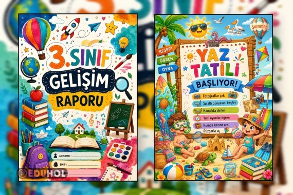 3.Sınıf Gelişim Raporu (Karne) Kapakları (Ön ve Arka Kapak) 4