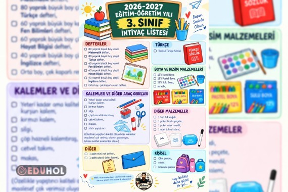 3.Sınıf İhtiyaç Listesi