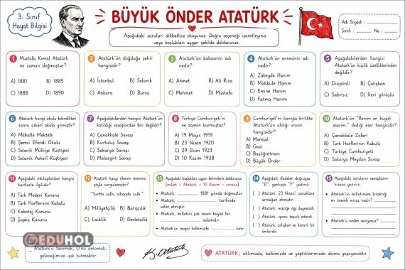 Büyük Önder Atatürk Çalışma Kağıdı