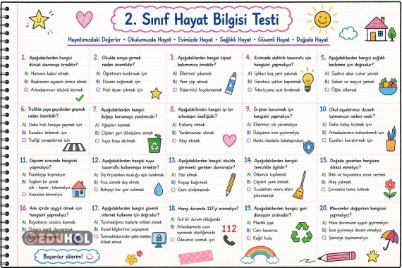 Hayat Bilgisi Genel Değerlendirme Testi 4