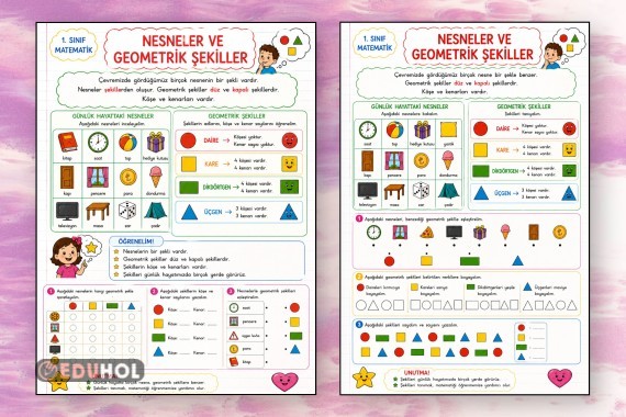 Nesneler ve Geometrik Şekiller Defter Notu ve Çalışma Sayfası