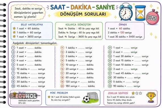 Saat-Dakika-Saniye Dönüşüm Soruları