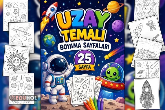 Uzay Temalı Boyama Sayfaları (25 Sayfa)