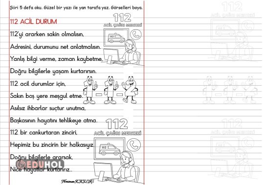 112 ACİL ÇAĞRI MERKEZİ-Şiir Okuma-Yazma-2