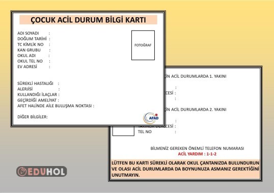 ACİL DURUM BİLGİ KARTI