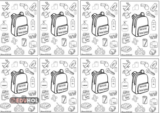 Afet ve Acil Durum Çantası-Defter Çalışması