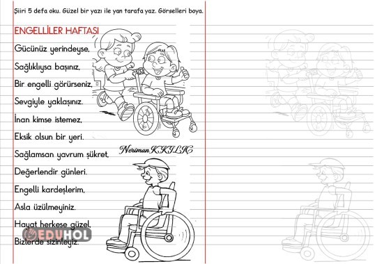 ENGELLİLER HAFTASI-ÇİZGİLİ DEFTER Etkinlikleri-58