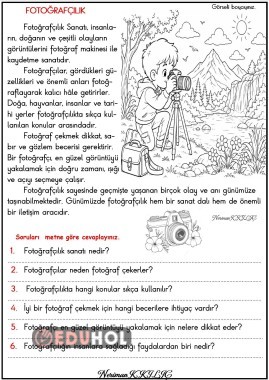 FOTOĞRAFÇILIK SANATI-Okuma-Anlama Etkinliği