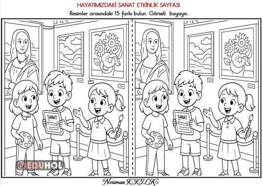 HAYATIMIZDAKİ SANAT-Etkinlik Sayfası-1-(Farkı Bul-Boya)