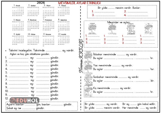MEVSİMLER-AYLAR- Etkinlik Sayfası-1