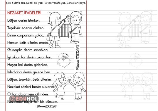 NEZAKET İFADELERİ-Şiir Okuma-Yazma-1