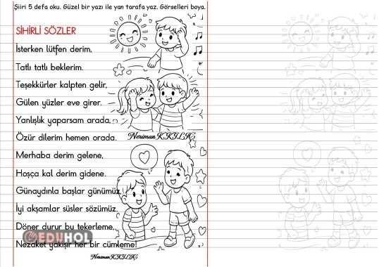 NEZAKET İFADELERİ-Şiir Okuma-Yazma-2