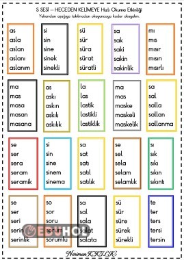 S-HECEDEN KELİMEYE Hızlı Okuma Etkinliği-2
