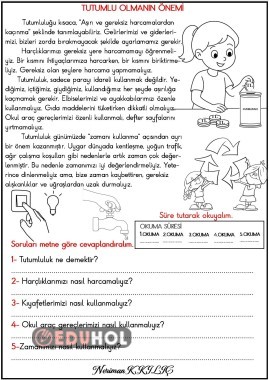 TUTUMLU OLMANIN ÖNEMİ-Okuma-Anlama