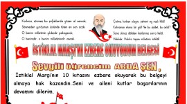 İSTİKLAL MARŞI  EZBERE OKUYORUM BELGESİ