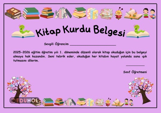 KİTAP KURDU BELGESİ