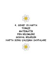 4. SINIF 15. HAFTA TÜM DERSLER HAFTA SONU ÇALIŞMA SAYFALARI