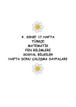 4. SINIF 17. HAFTA TÜM DERSLER HAFTA SONU ÇALIŞMA SAYFALARI