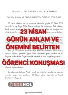 23 Nisan Günün Anlam ve Önemini Belirten Konuşma