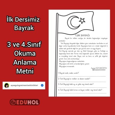3 ve 4.sınıf Türk Bayrağı Okuma Anlama