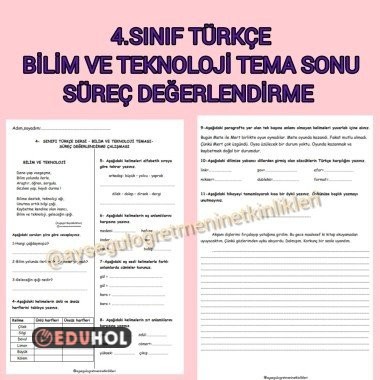 4.Sınıf Türkçe 2.Tema Değerlendirme