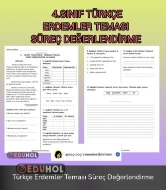 4.Sınıf Türkçe Erdemler Teması Süreç Değerlendirme