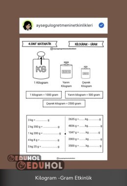 4.Snf Matematik Kilogram-Gram Etkinlik