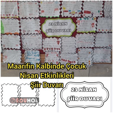 Maarifin Kalbinde Çocuk Şiir Duvarı Şablon