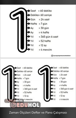 Zaman Ölçüleri Defter ve Pano Çalışması