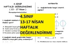 4.SINIF HAFTALIK DEĞERLENDİRME 13-17 NİSAN