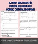 4.Snf Matematik Kesirler Konusu Süreç Değerlendirme
