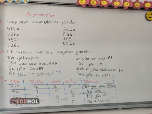 3 basamaklı doğal sayılar alıştırmalar