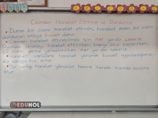Cisimleri hareket ettirme ve durdurma ders notu