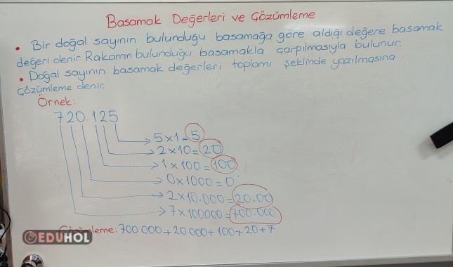 Doğal sayıların basamak değeri ve çözümleme ders notu